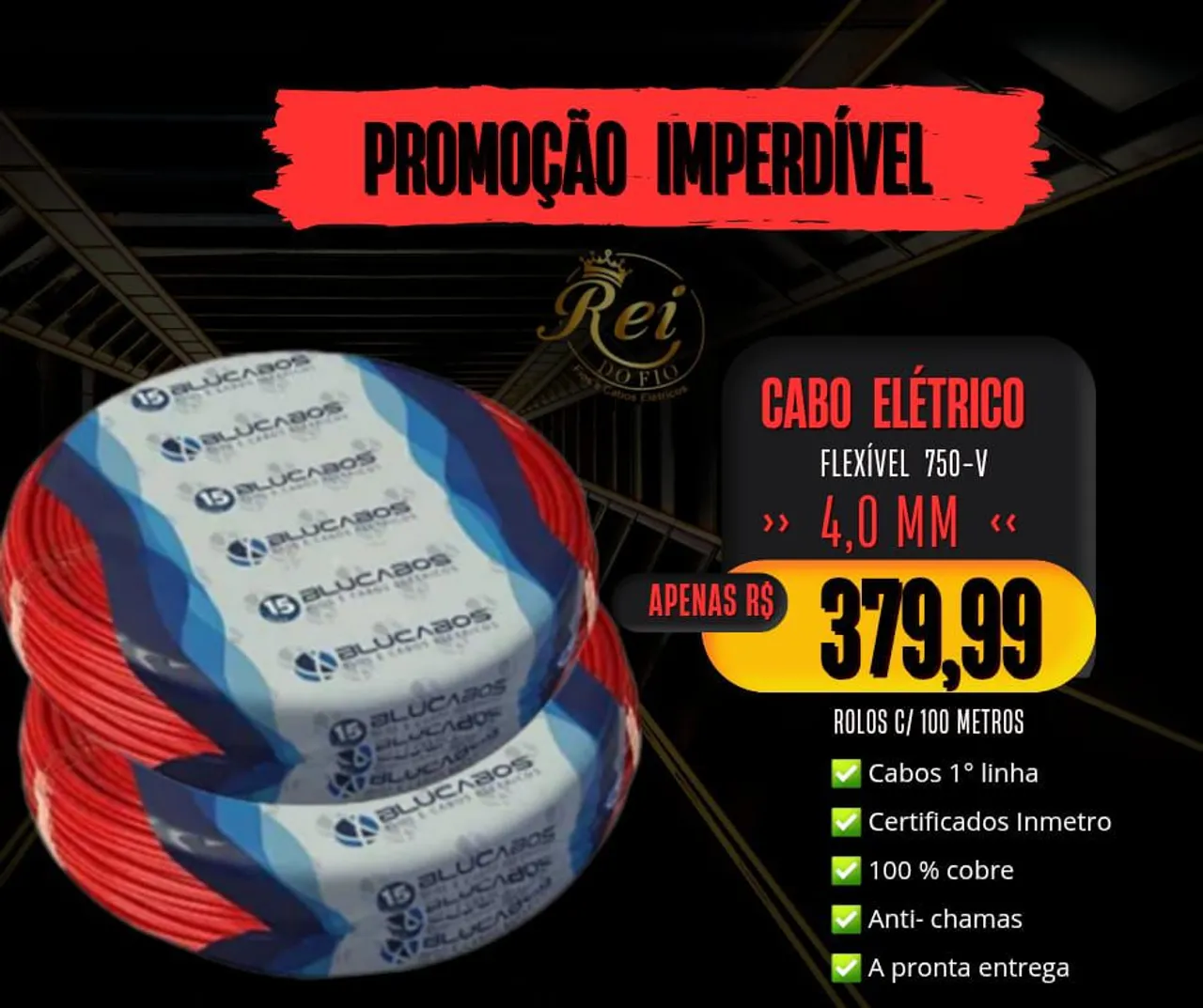 Cabo Elétrico 4,0 mm Flexível