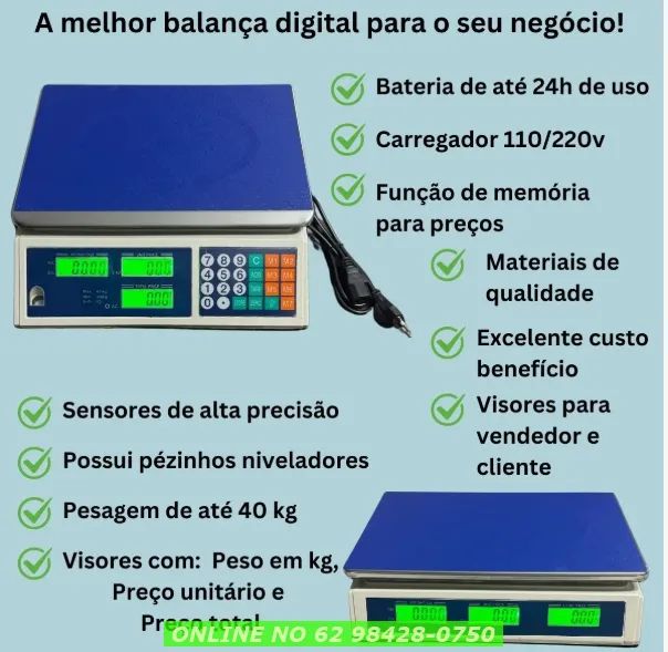 Balança 40kg Digital Eletrônica Alta Precisão Bateria Bivolt - Foto 3