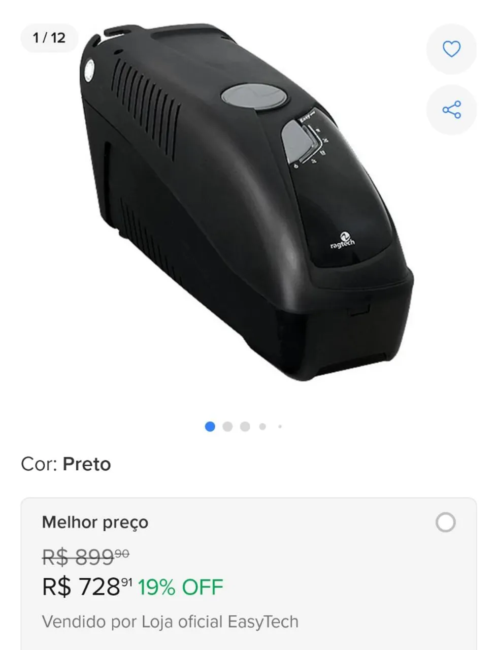 Nobreak Estabilizador de Tensão Ragtech Easy 1200VA Bivolt