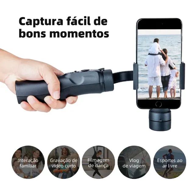 3-Axis Estabilizador Profissional Luxo Gimbal H4 Celular Universal - Foto 4