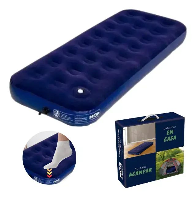 Colchão Inflável Multiuso Solteiro com Fole - Novo