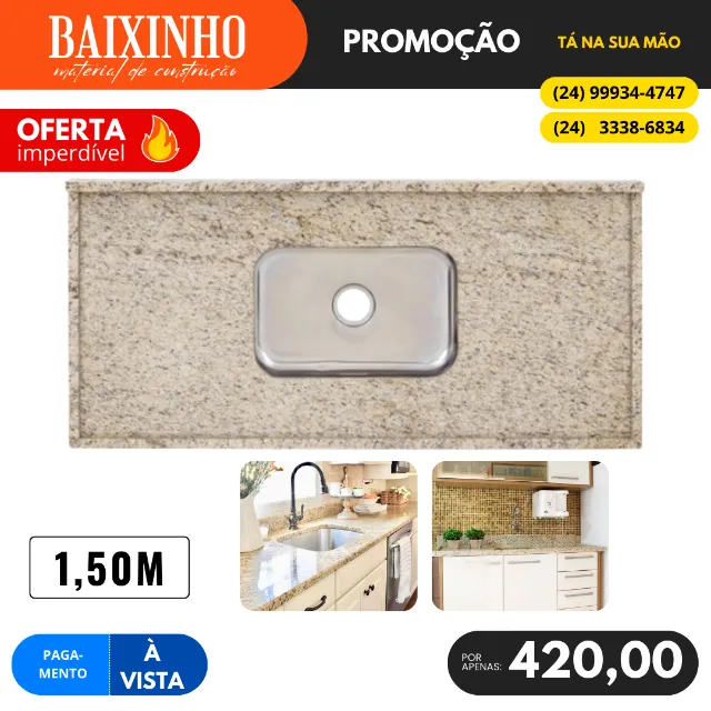 Pia de Granito Ouro Bahia 1,50MT