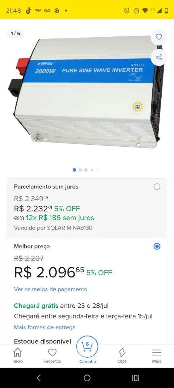 Inversor de Onda Senoidal Pura EPEVER IP2000 2000W - Foto 3