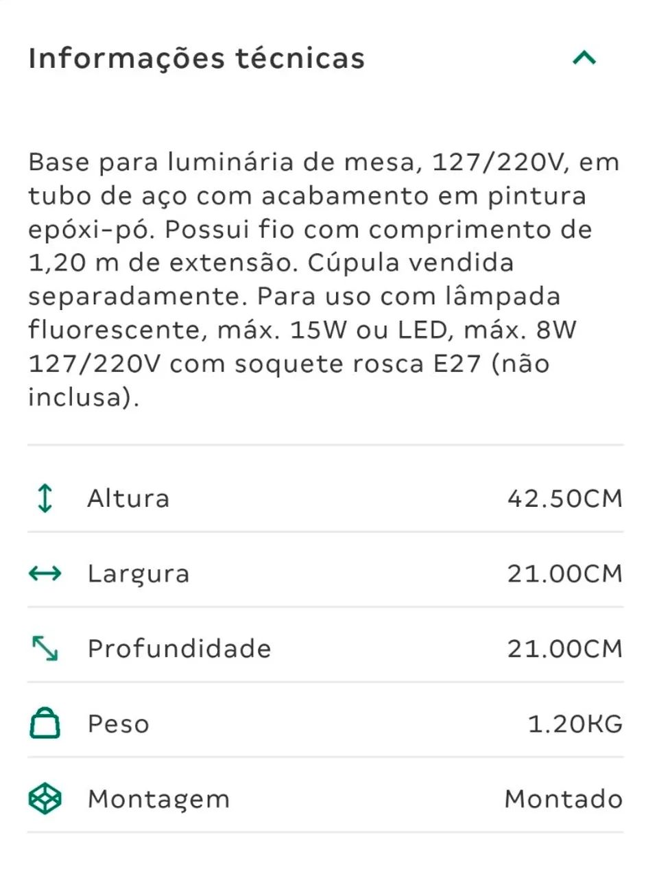 PAR DE BASE DE LUMINÁRIA DE MESA ANFORA - Foto 5