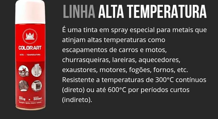 Tinta Spray Alta Temperatura ColorArt BRANCA250g - Foto 2