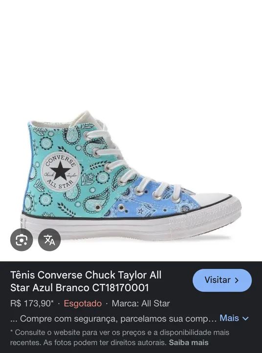Tênis Converse Chuck Taylor All Star Azul Branco