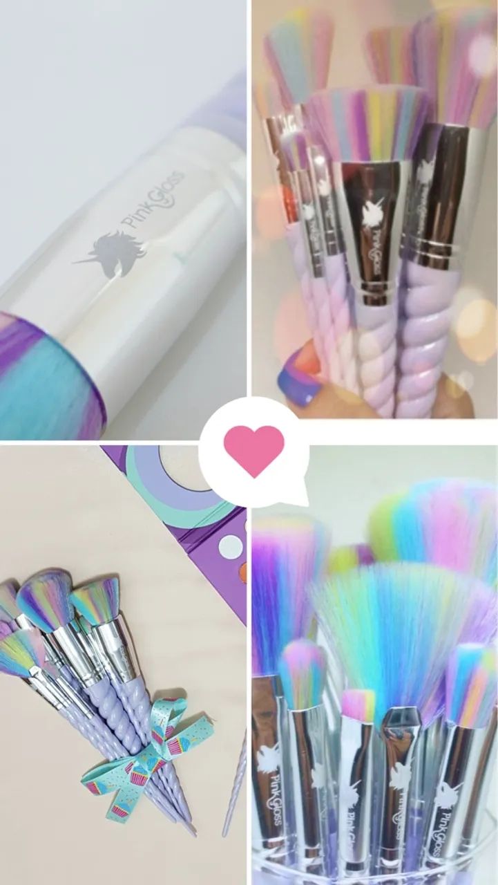 Pincéis Unicórnio ? Pink Gloss 10 peças  - Foto 3