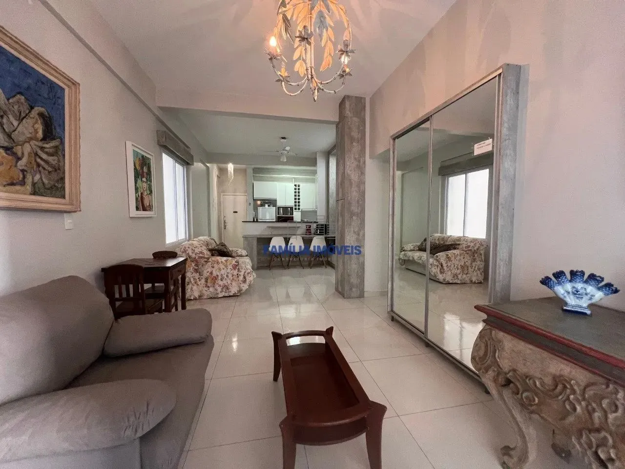 Apartamento para alugar mobiliado 1 quarto sacada Boqueirão Santos