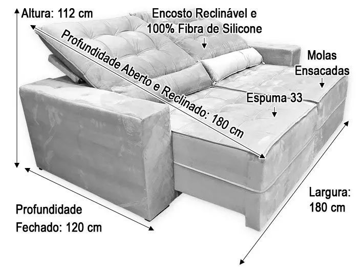 Sofá Retrátil 2 Lugares 180cm Molas Ensacadas D33 Veludo Verde - Foto 5