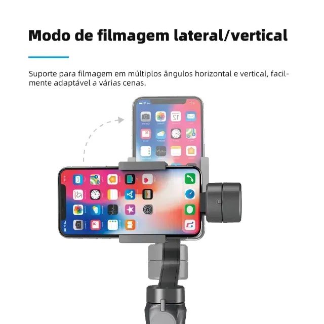 3-Axis Estabilizador Profissional Luxo Gimbal H4 Celular Universal - Foto 5