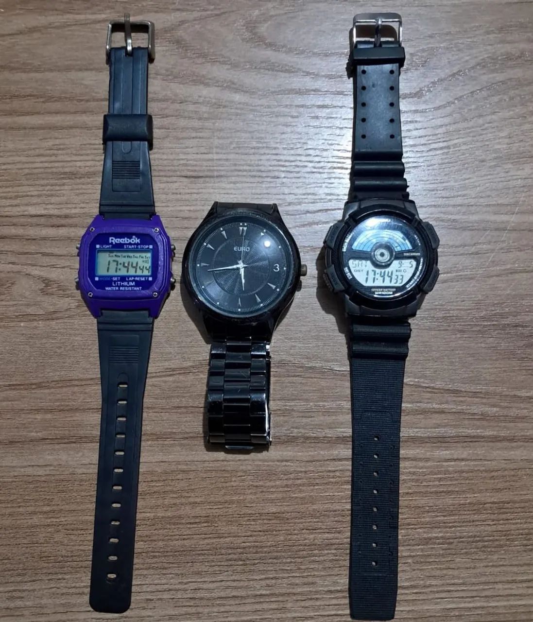 Lote 3 relogio Euro, Casio, Reebok