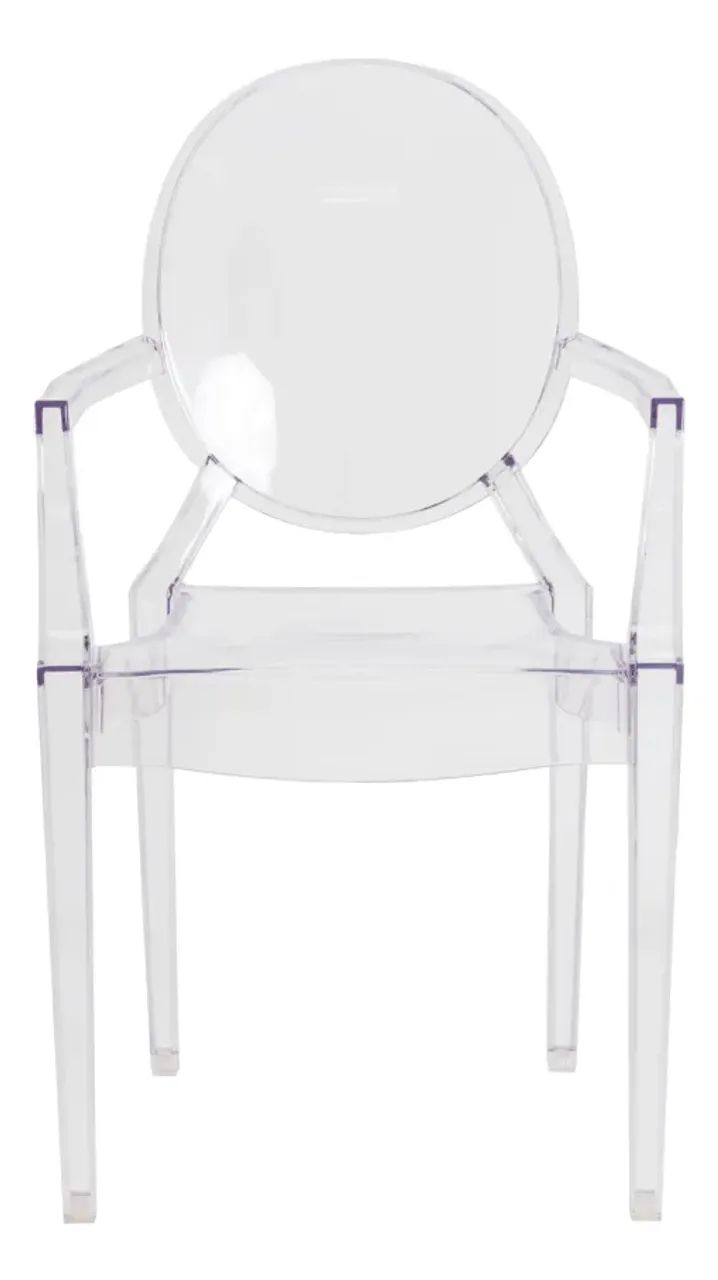 Cadeira De Jantar Transparente Louis Ghost Com Braço