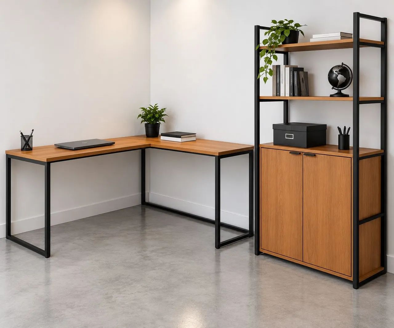 Mesa e estante 