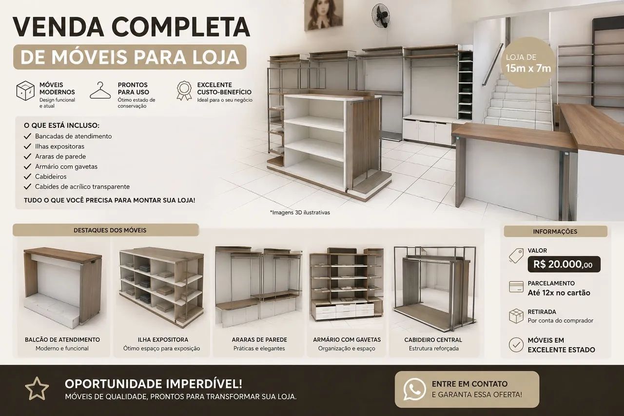 MÓVEIS PARA LOJA DE VESTUÁRIO COMPLETA - Foto 2