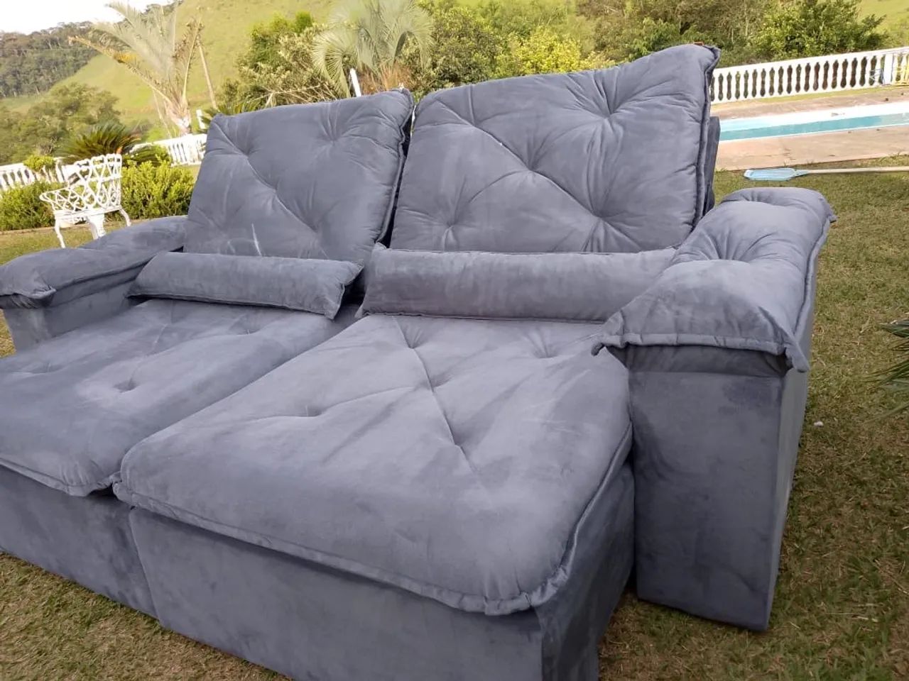 2.30m Gray Pull-Out Sofa, New453011526733025281