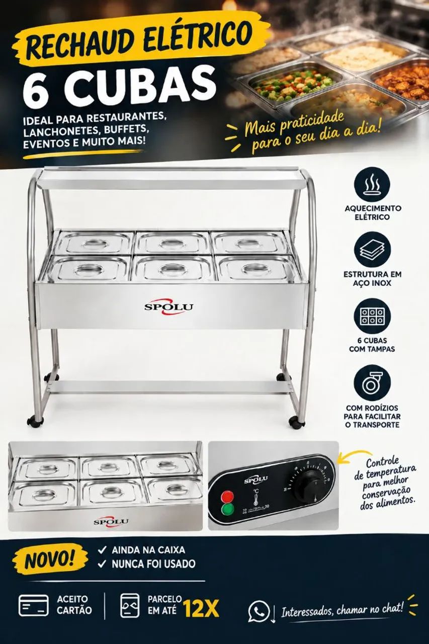 Rechaund para buffets elétrico 6 cubas ( ENTREGO! )