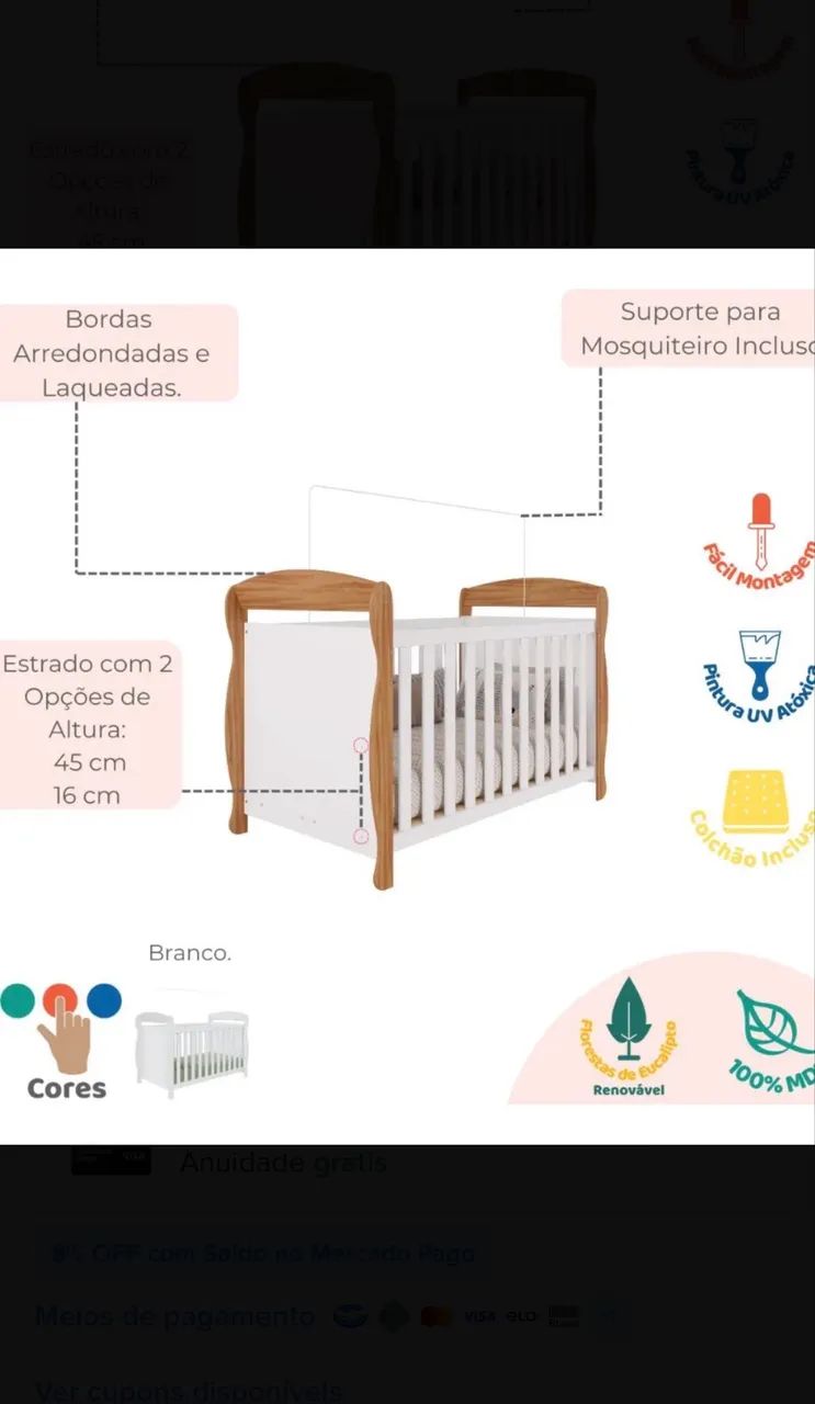Berço com roupeiro infantil  - Foto 5