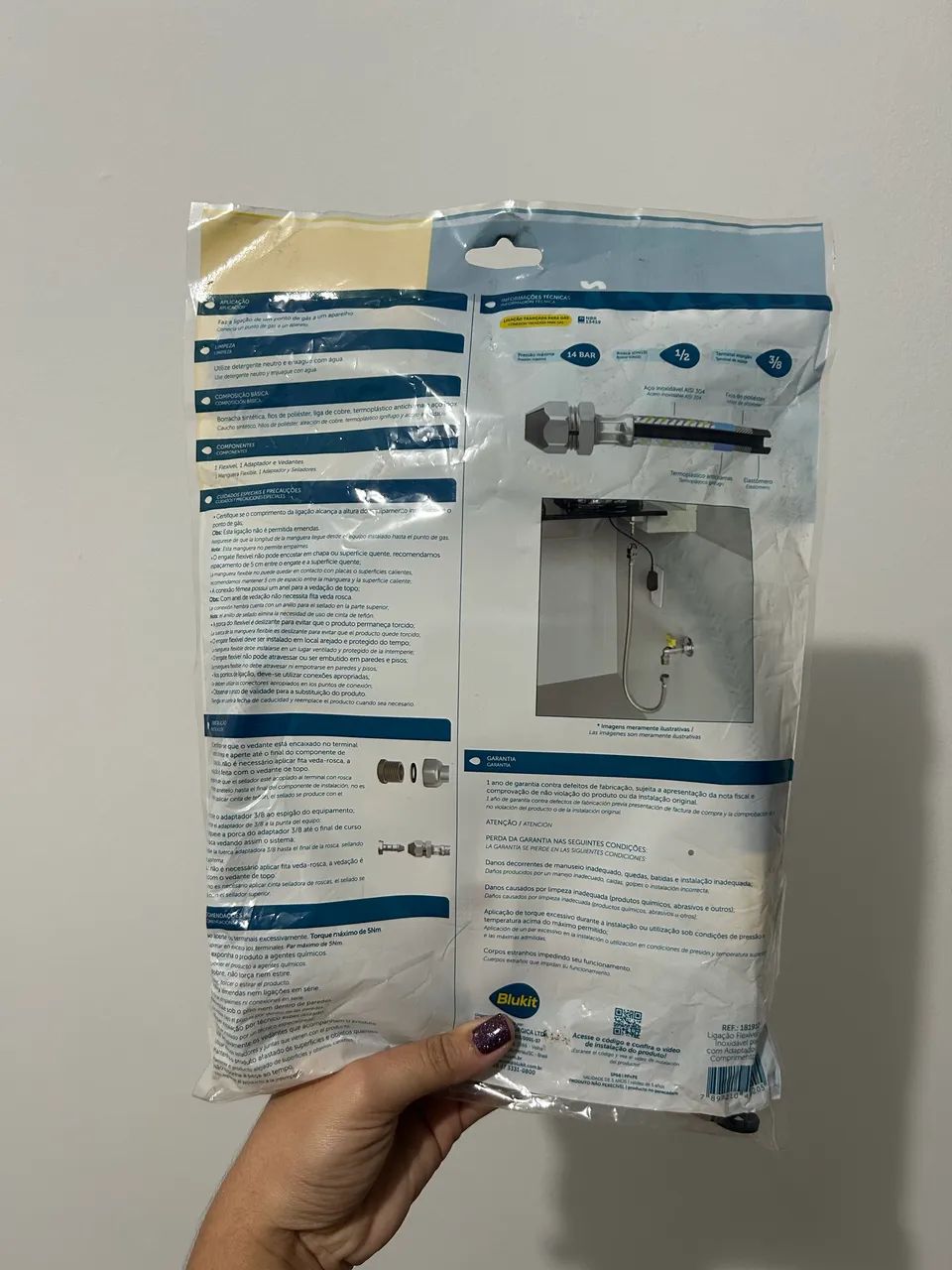 Ligação Flexível para Gás Blukit 1,20m - Aço Inox - GLP, GN e GNF - Foto 2