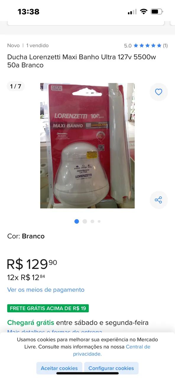 DUCHA LORENZETTI MÁXI BANHO C/ CANO LORENZETTI