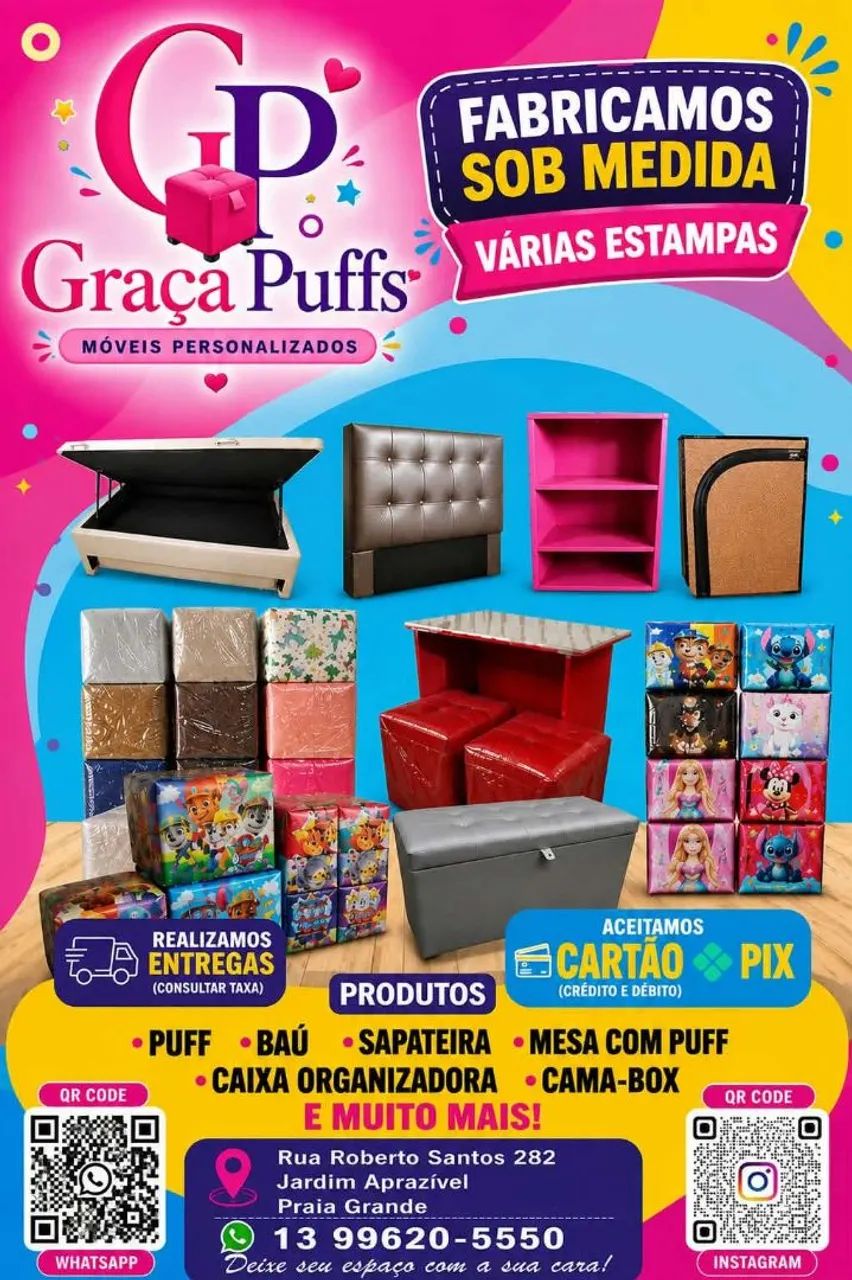 Kit mesa infantil com 2 mini puffs  - Foto 4