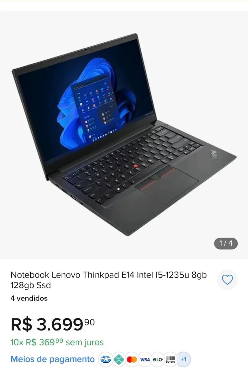 Notebook Lenovo i5 12ª Geração PERFEITO ESTADO! - Foto 4
