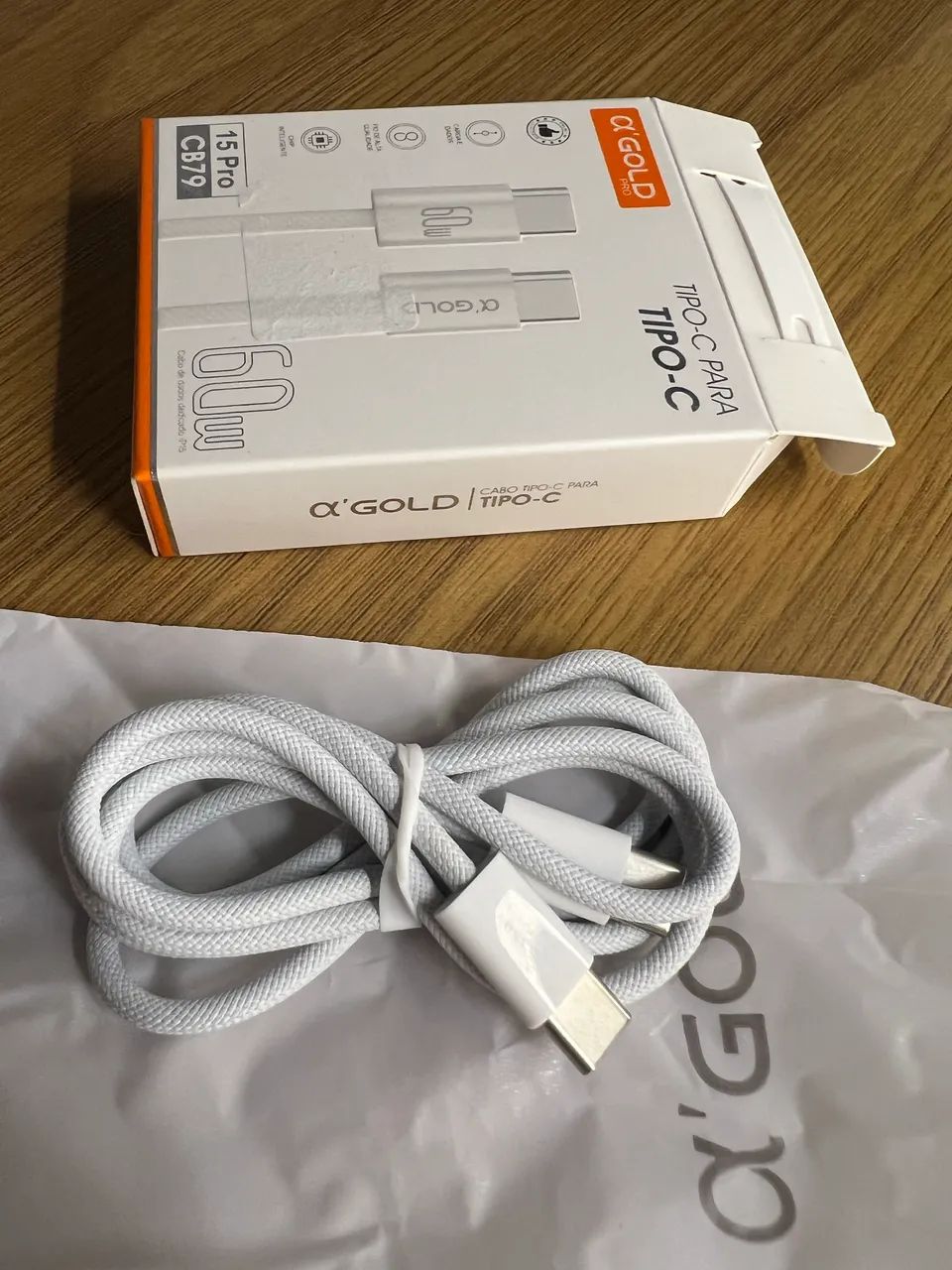 Cabo USB-C Tipo C 60W Trançado 1M Premium De Nylon IPhone 15, 16, 17 - Foto 4