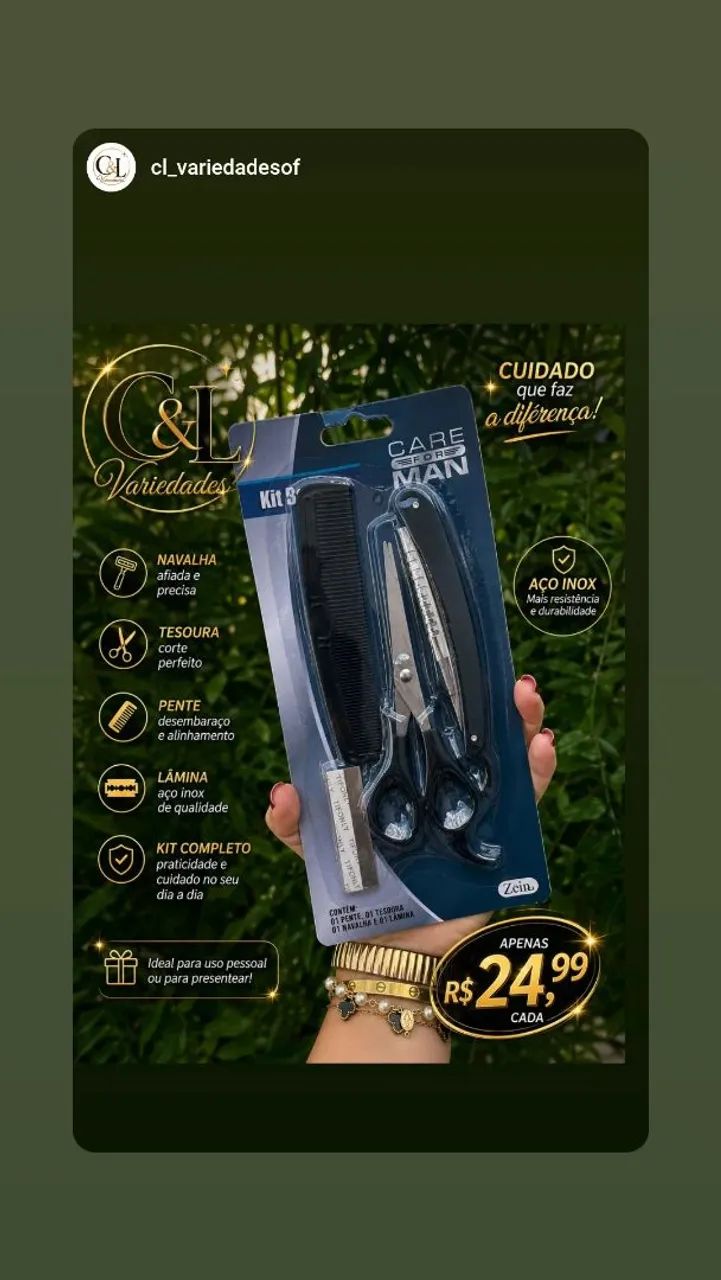 Kit corte de cabelo e barba profissional 4 peças  - Foto 2