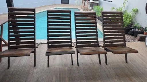 Conjunto de 4 Cadeiras de Madeira com Reclinação