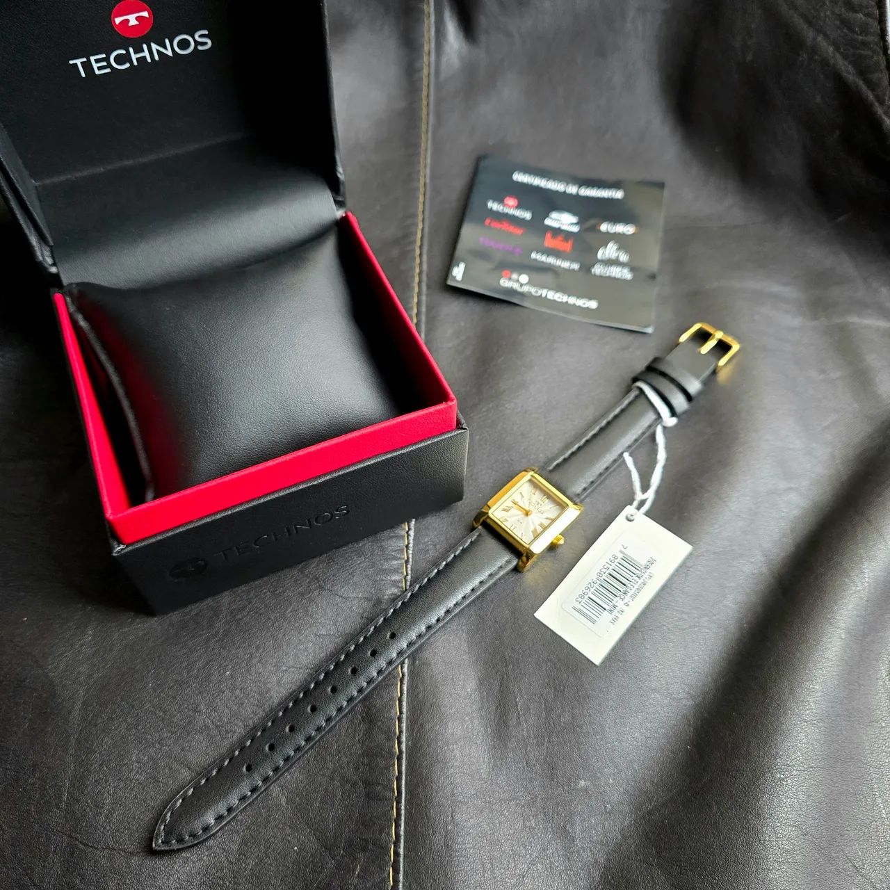 Relógio Technos Mini Quadrado dourado couro 2036NCL/0K - Foto 2