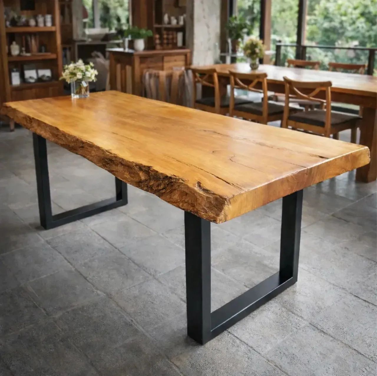 Mesa de Jantar Madeira Maciça com Borda Orgânica - Foto 4