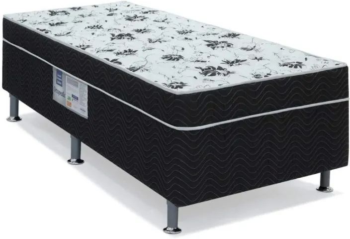 Conjunto Solteiro 1,88x0,88: Colchão + Cama Box Preto