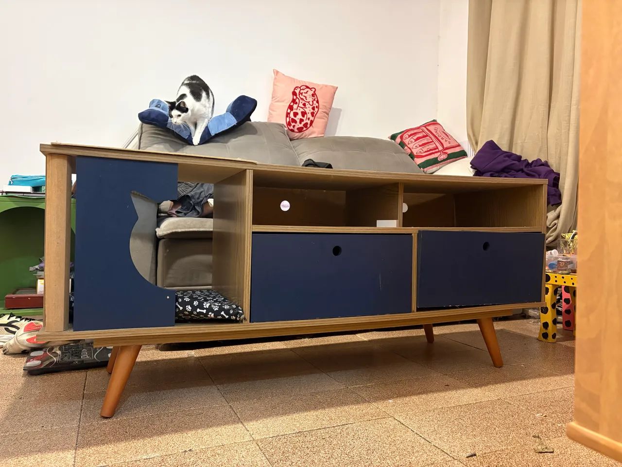 Rack sala com gavetas e cama gatos 
