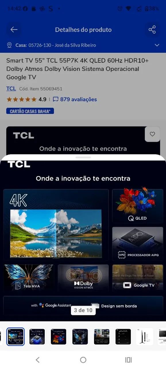 Tv Smart 55 Polegadas Qled 4k - Foto 3