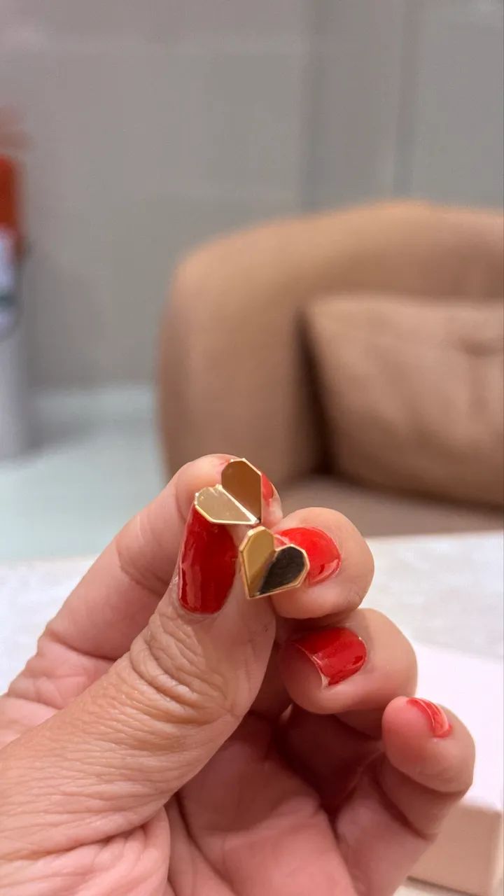 Brinco Rommanel Coração Banhado a Ouro 18K - Original - Foto 3