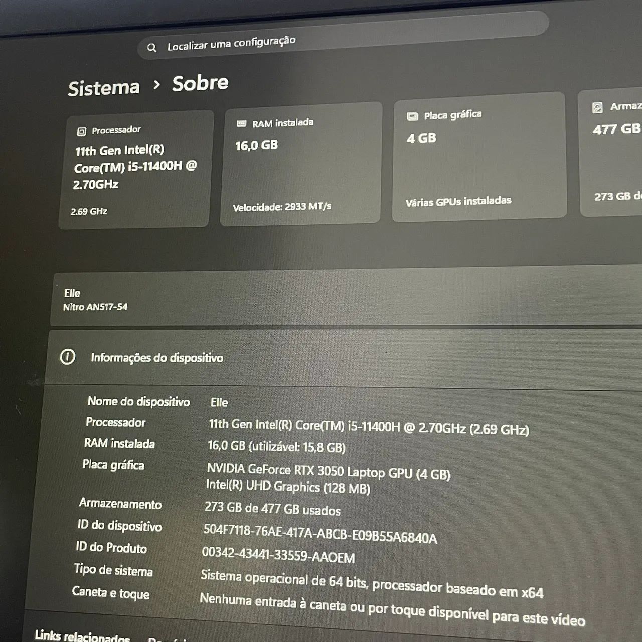 Notebook Gamer Nitro 5 i5 11400H | RTX 3050 - Foto 4