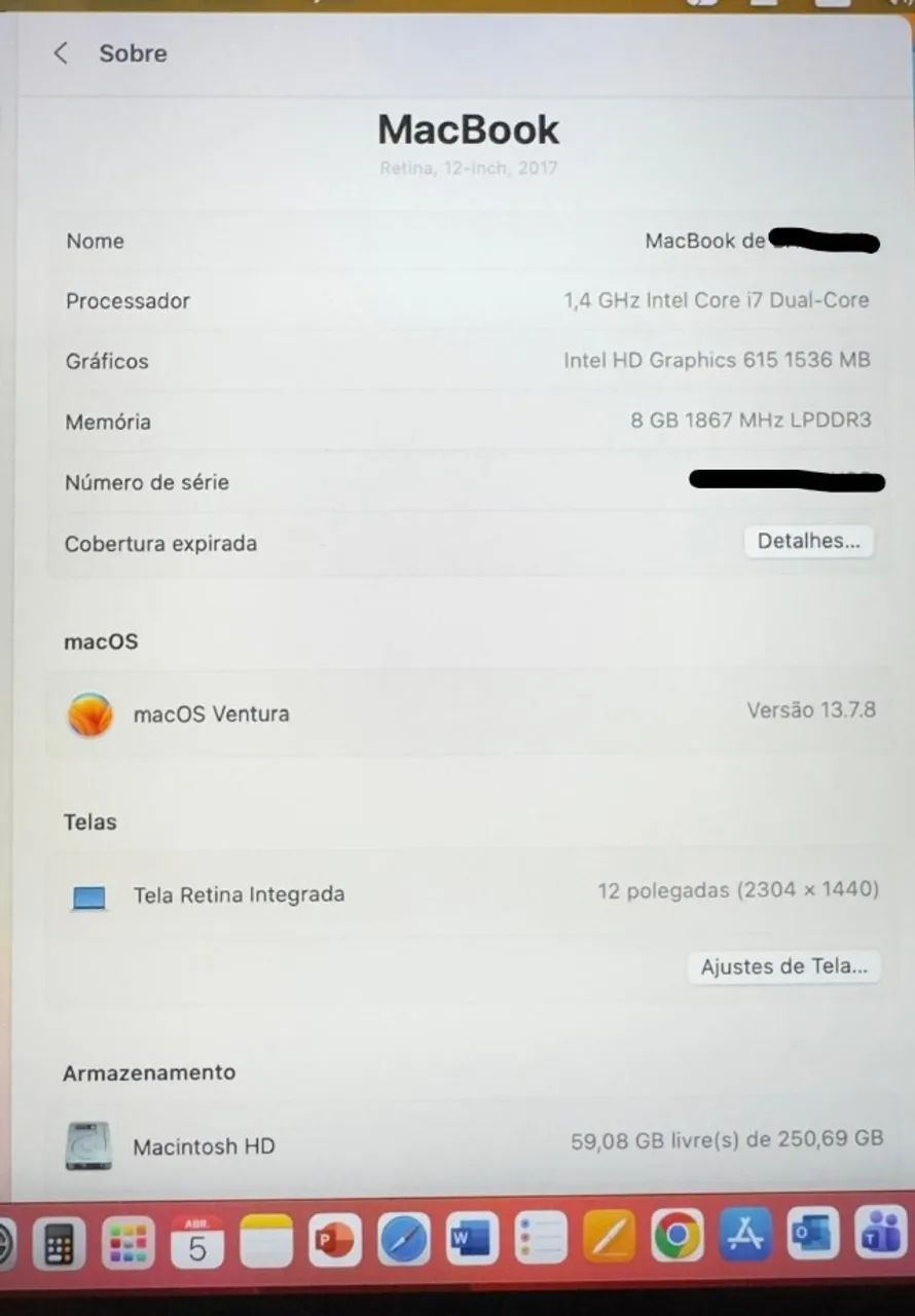 MacBook Core i7 12", HD 250GB, Mem 8GB - Foto 3