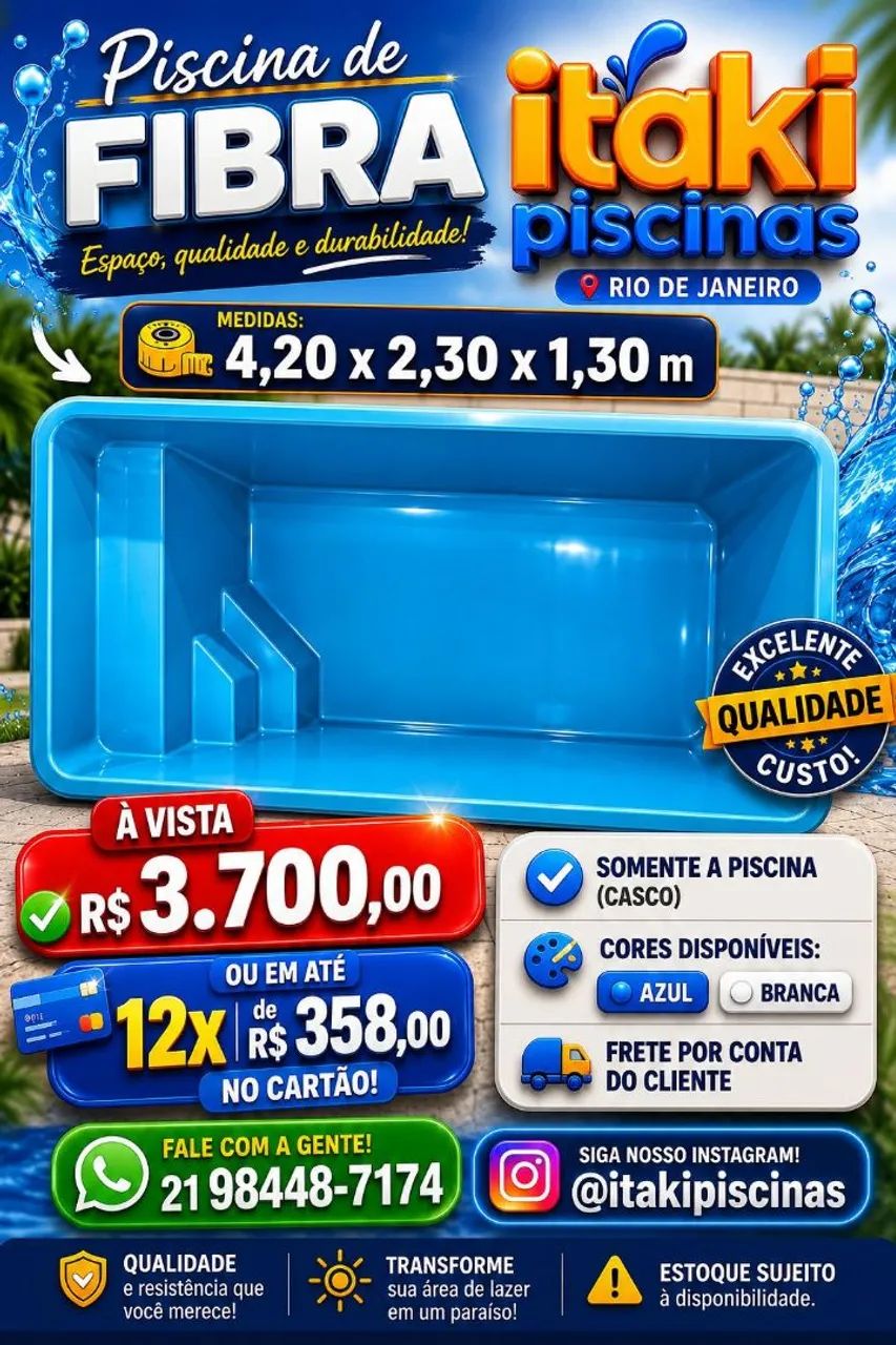 Piscinas de Fibras direto de fábrica 