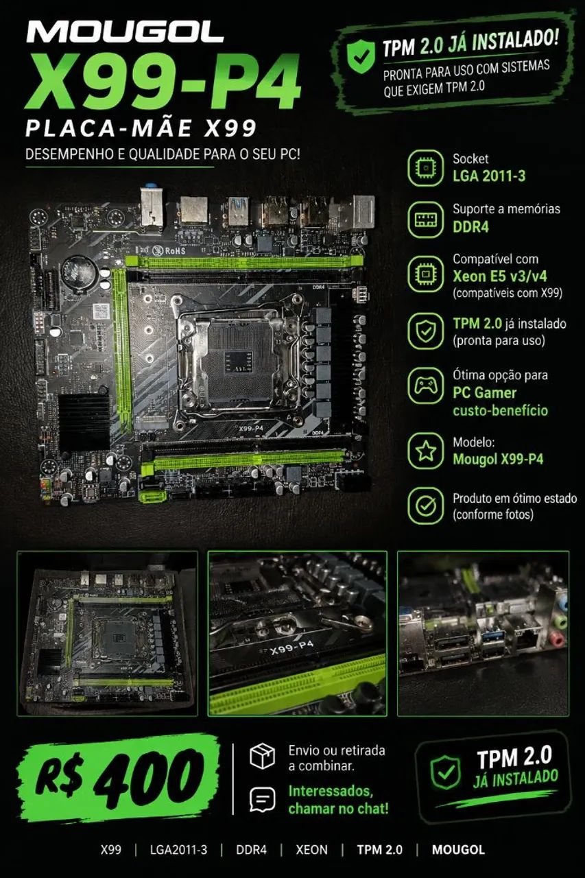 Placa mae x99 mougol com tpm2.0