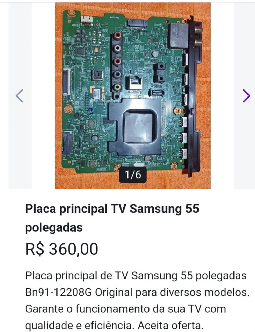 Placa principal smart tv samsung 55 polegadas. 