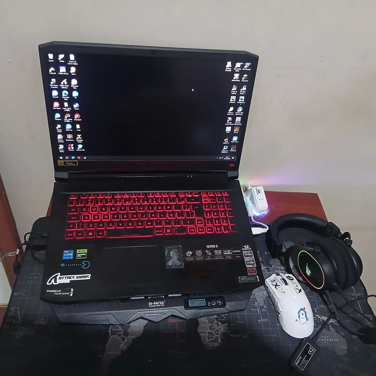VENDO NITRO 5 - NOTEBOOK GAMER COM HEADSET, MOUSE E BASE RESFRIADORA  - Foto 2