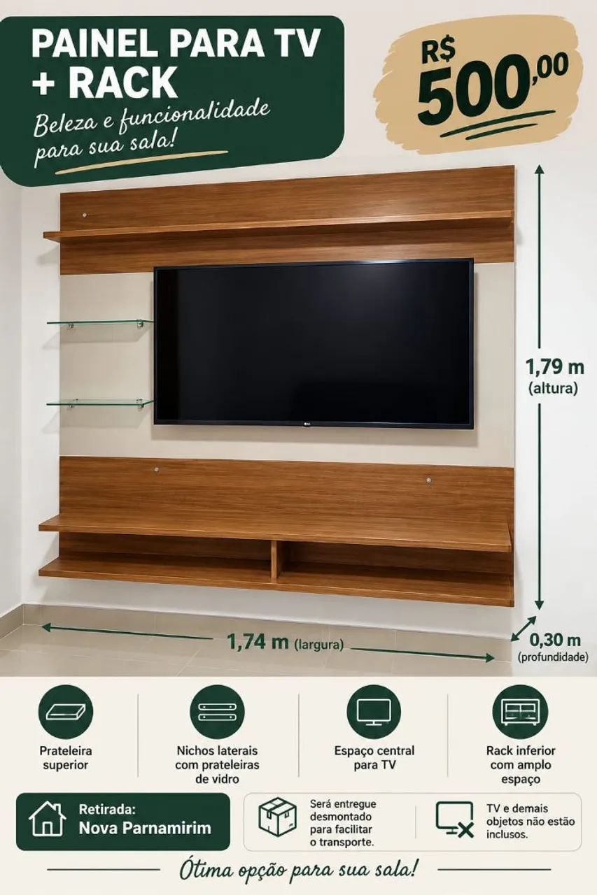 Painel de tv + rack