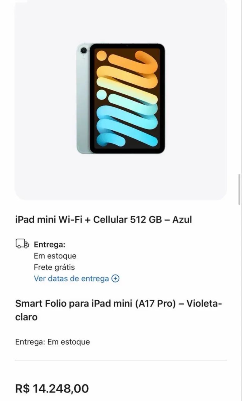 Lacrado - iPad Mini A17 Pro WiFi + Celular + SmartFolio - Foto 4