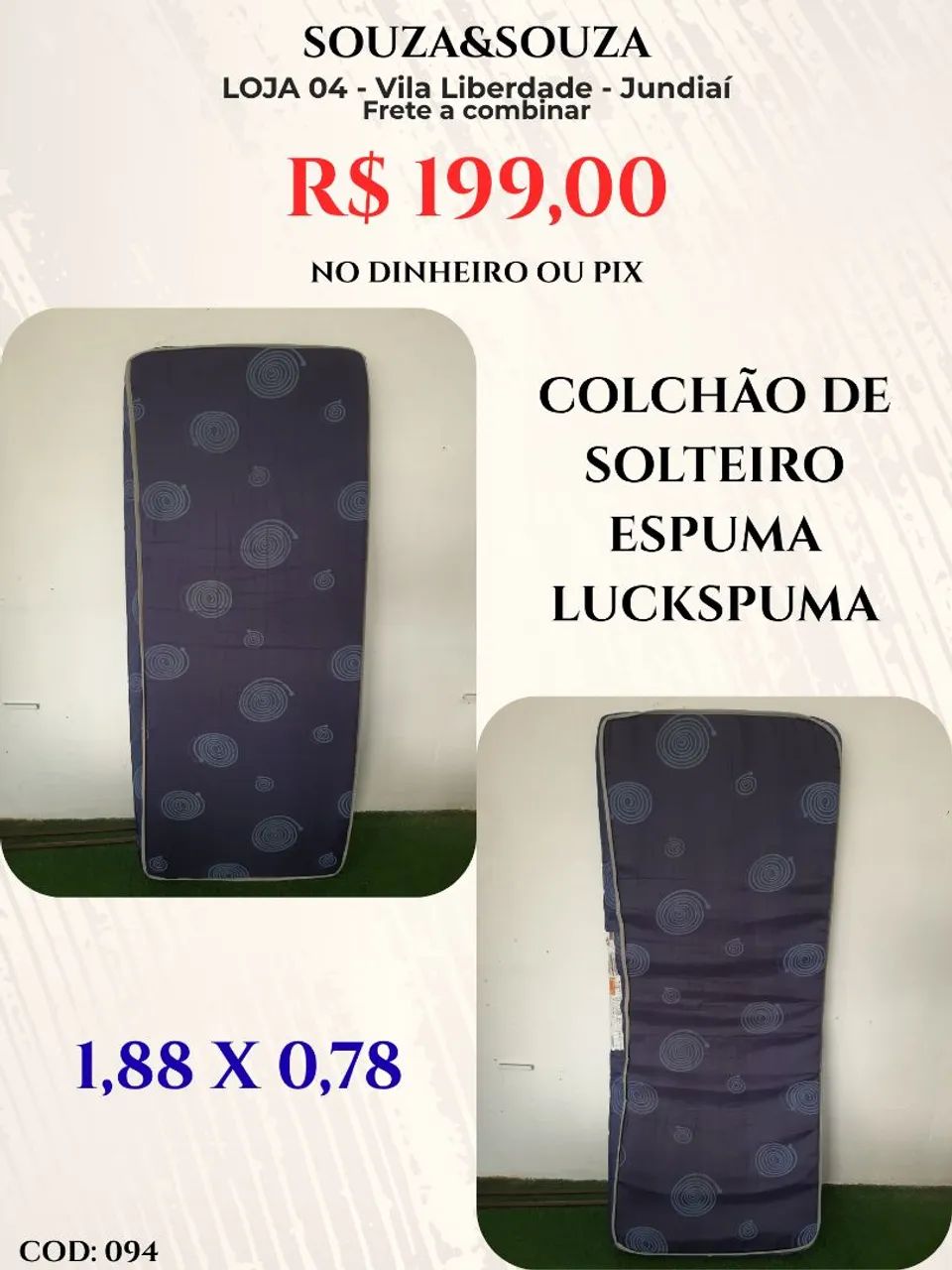 Colchão de solteiro espuma azul