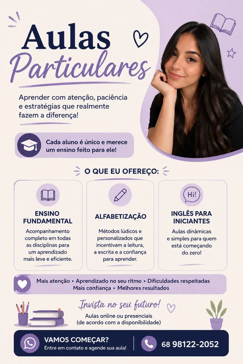 Aulas particulares a domicílio/ Reforço escolar 