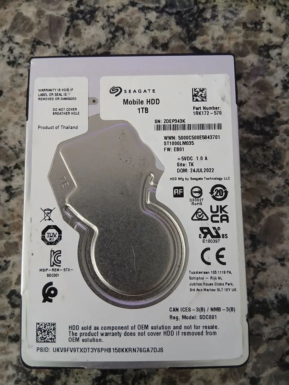 HD Seagate Mobile de 1TB 