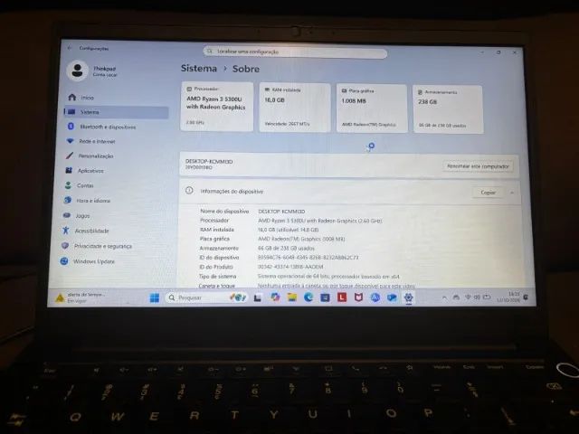 Notebook Thinkpad 16gb RAM Windows 11 - Foto 3