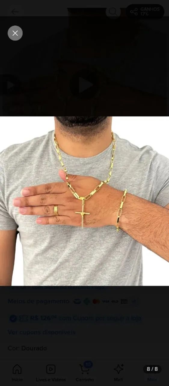 Cordão e pulseira moeda antiga 60cm  - Foto 2