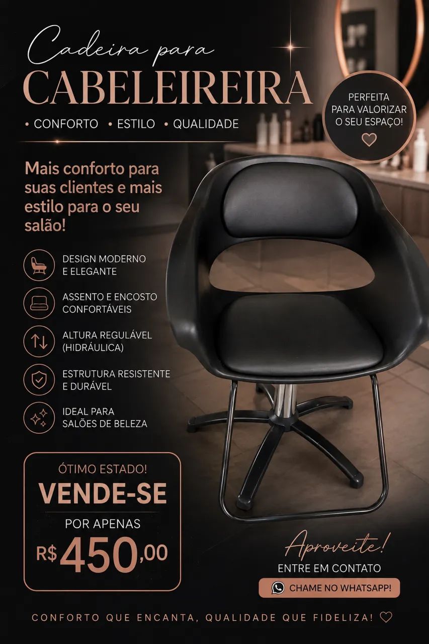 Vendo cadeira para Cabeleireira 