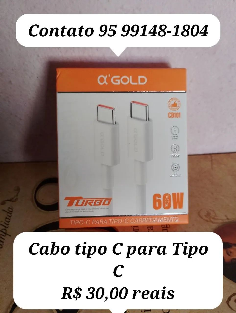 Cabo Tipo C para Tipo C - 60w Gold