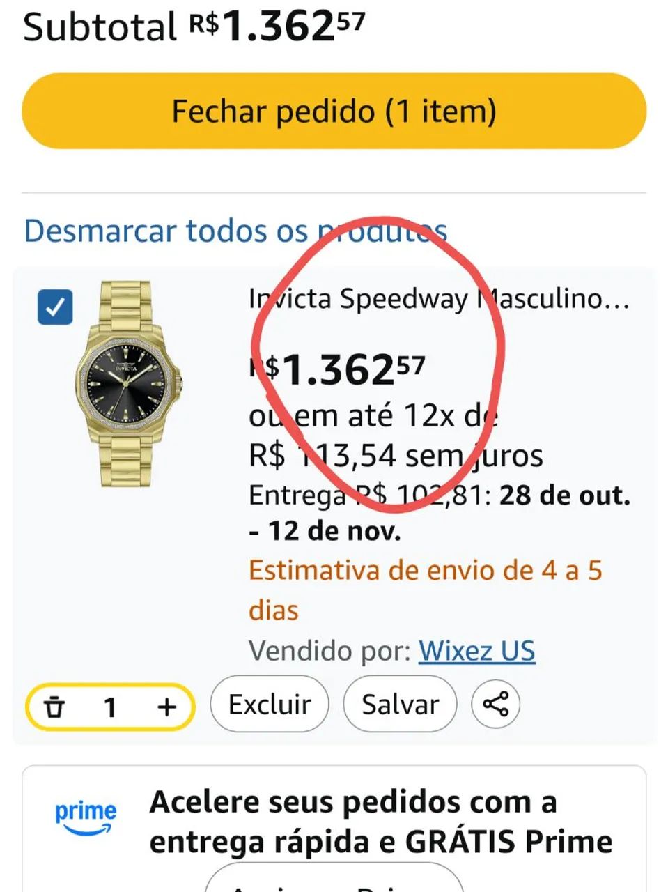 Relógio invicta 